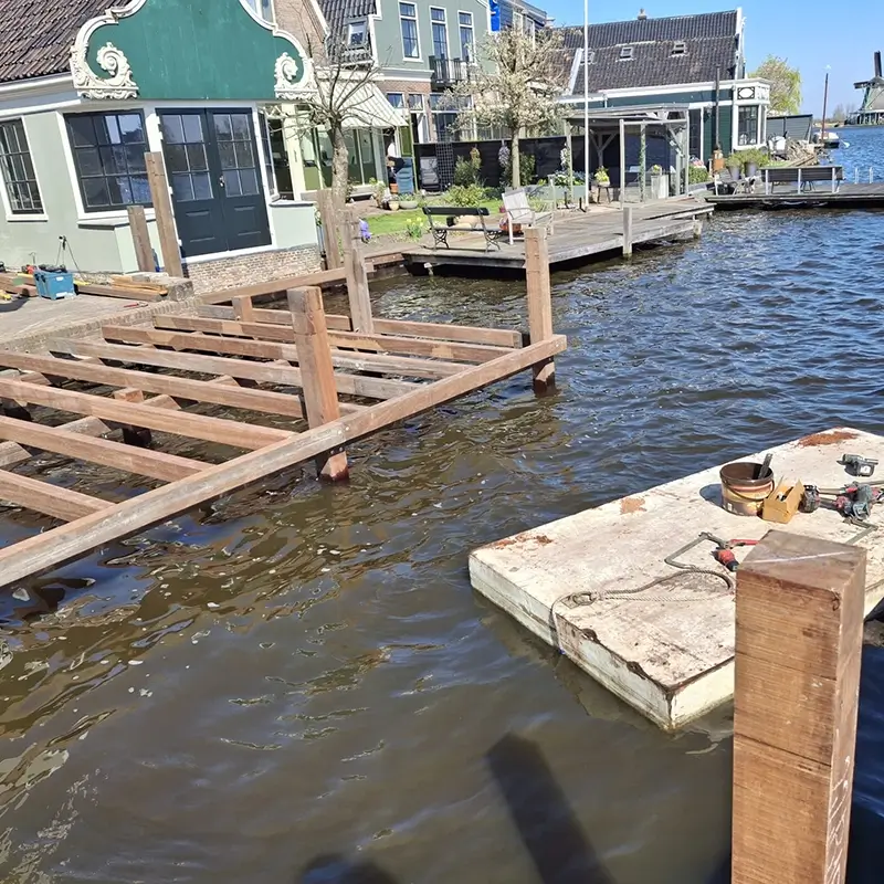 Aanlegsteigers het frame van de steiger