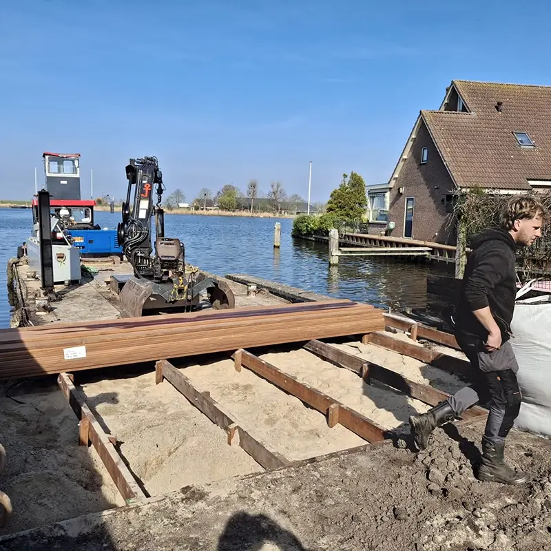 Aanlegsteigers tarras met wateruitzicht