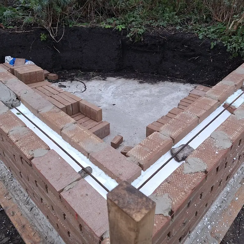 Fundering voor de muur